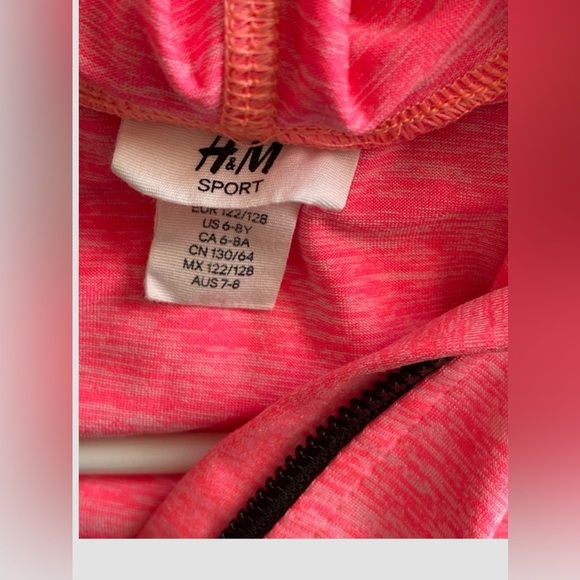 H&M Sport Jacket Youth Girls Hoodie Full Zip Pink/Black 6-8Y Thumb Holes - Picture 7 of 8